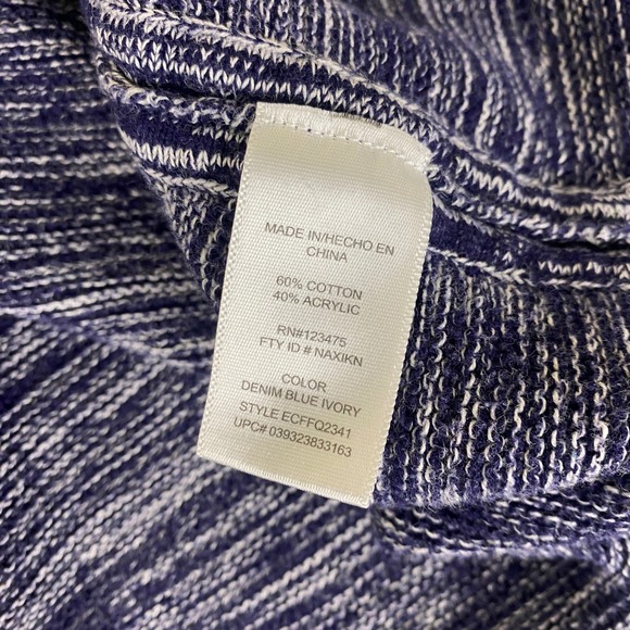 Ellen Tracy Sweater Top Women's Size XL‎ Blue Ivory Knit Pullover Cotton Blend - Picture 4 of 11